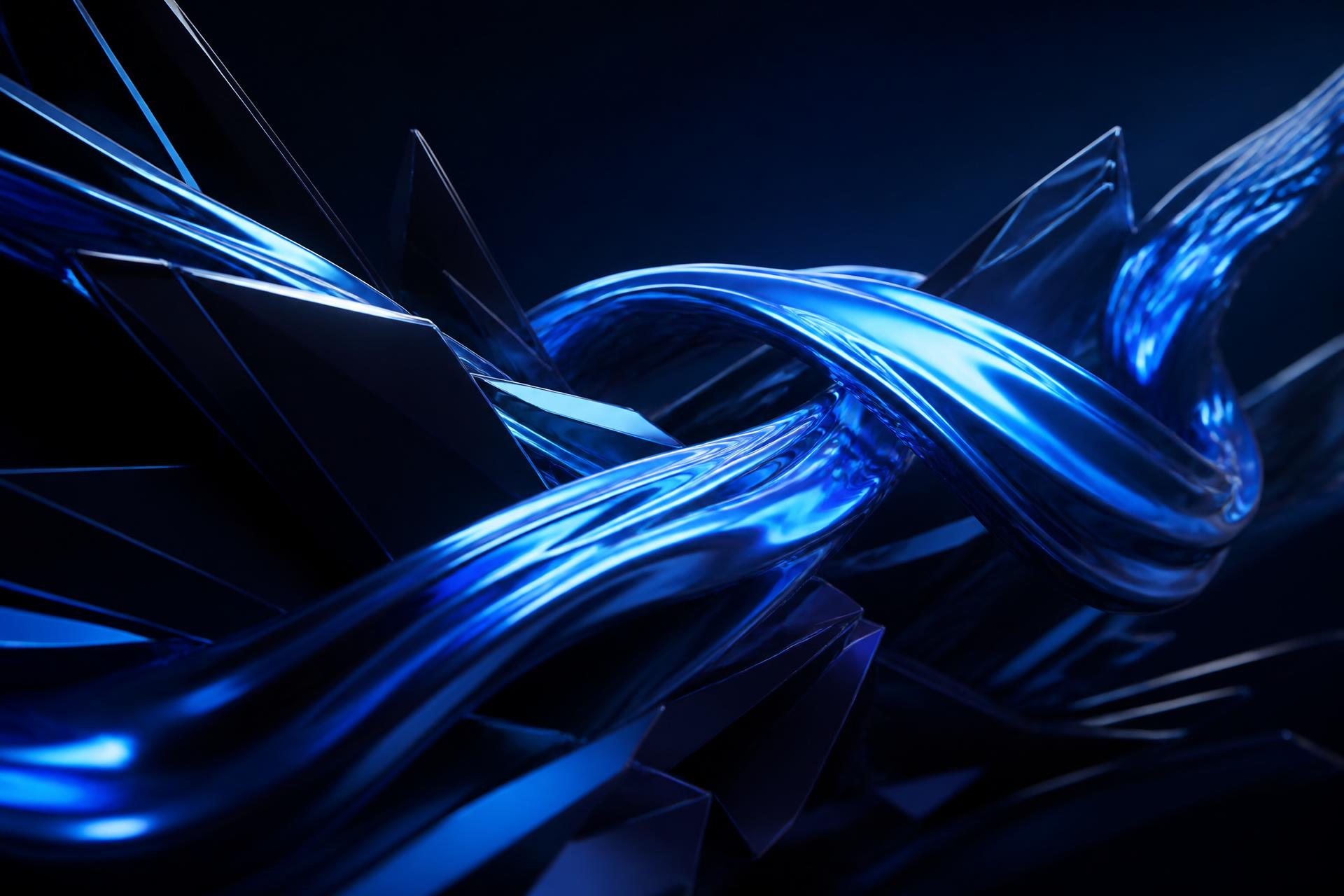Abstract electric blue liquid metal visualization